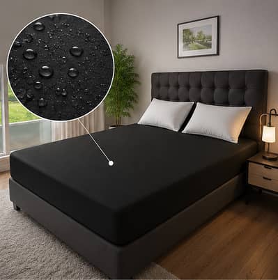 Premium Black Fitted Mattress Cover, Dust & Liquid Protected