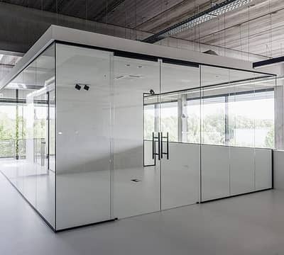 Aluminium Glass and Wood Door Window - Partition Work - Glass Door