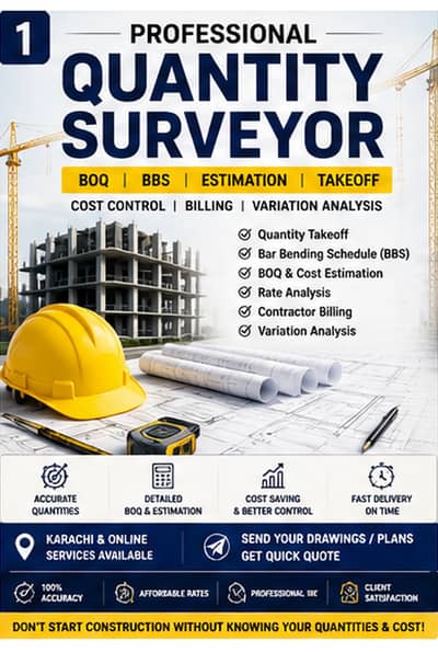 Professional Quantity Surveyor | BOQ | Estimation | BBS | Takeoff