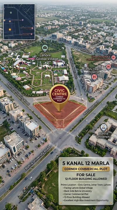 115 Marla Corner Commercial for Sale in Johar Town Civic Centre- Hot Location