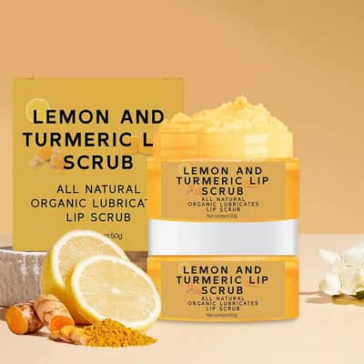 LEMON AND TURMERIC LIP SCRUB FOR DRY LIPS