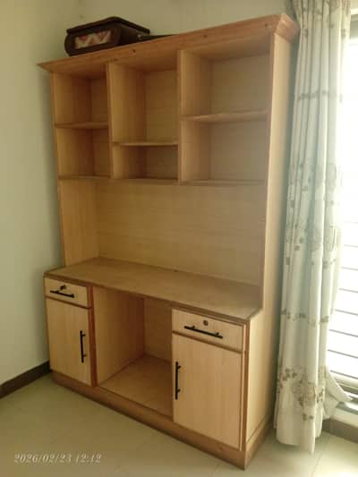 Study table with attached book shelves.