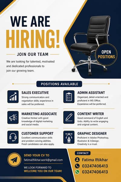 we hiring male and female for office work