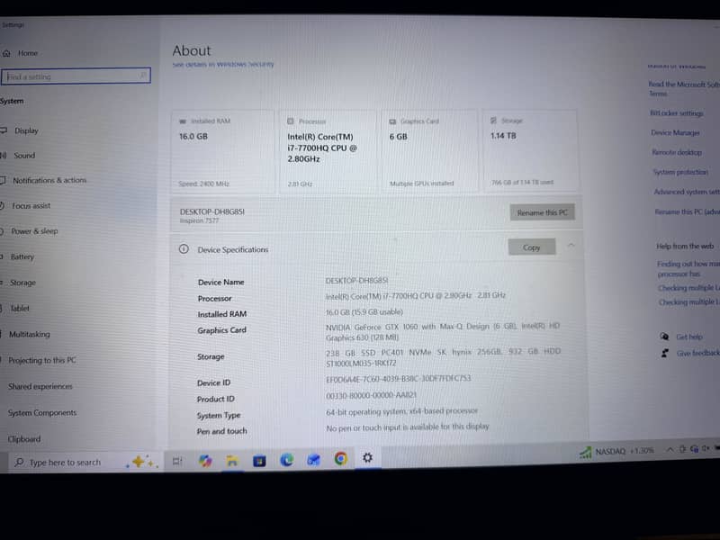 Dell i7 7th Generation 6