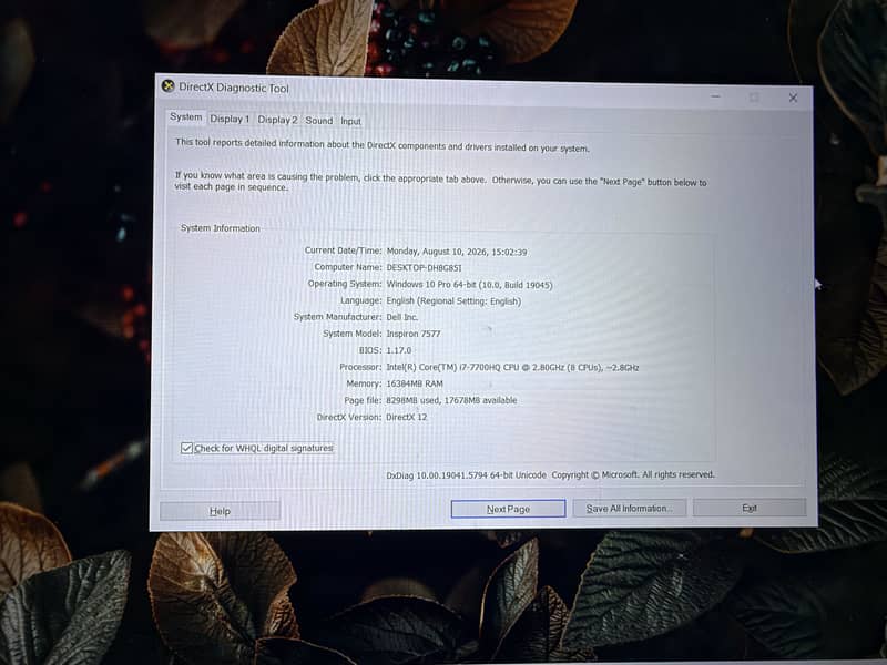 Dell i7 7th Generation 9