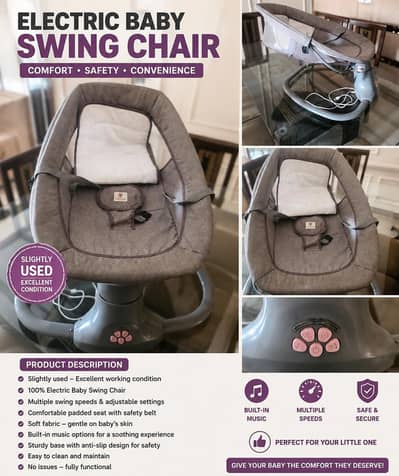 Electric Baby Swing Chair – Slightly Used – Excellent Condition