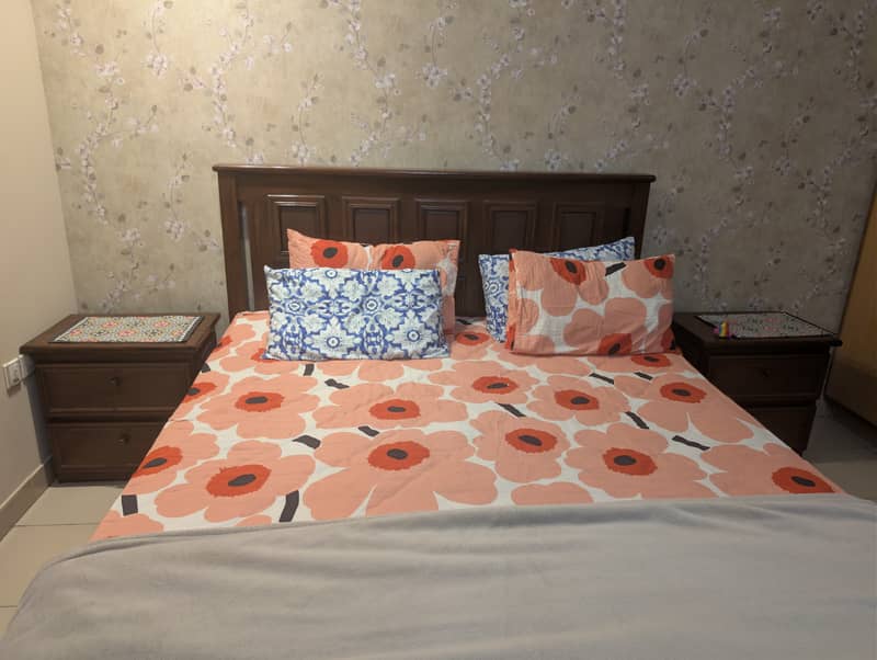Bed with side table and dressing 1