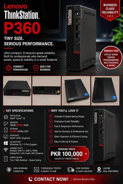 LENOVO P360 i5 12th gen processor, 16gb DDR5 RAM, 512 GB Gen 4 NVME