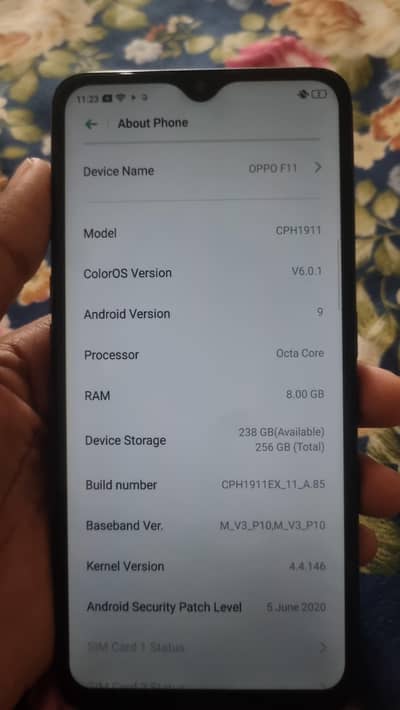 oppo f11 8/256gb exchange with laptop or pc sath cash de dunga
