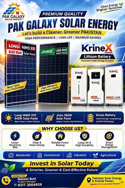 LONGi 645W Jinko 585W Solar Panels KrineX Lithium Battery Solar Soluti