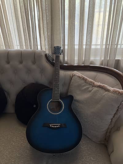  Brand New Blue Guitar – Excellent Condition | 1 String Broken