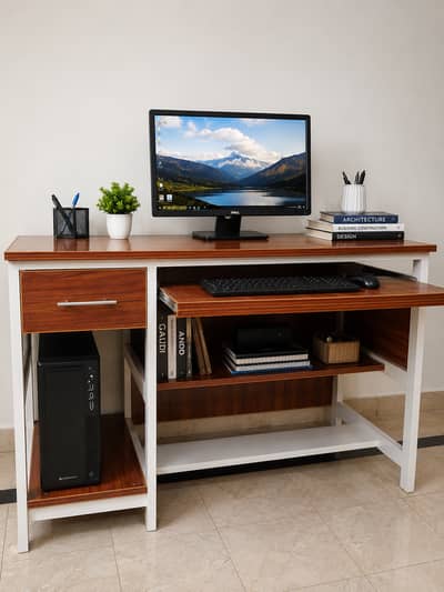 Computer/Office Table 4x2 Ft – MDF Wood & Steel Frame