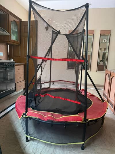 55-Inch Kids Mini Trampoline with Net (Read Description - 2 Poles Brok