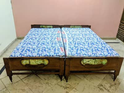 Single Bed Pure Solid Wood (Vintage)