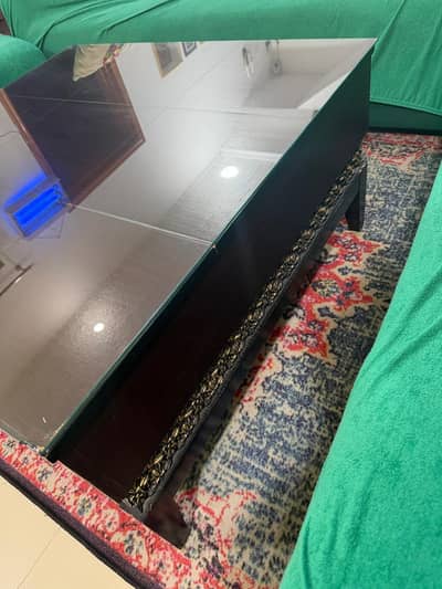 Wood Center Table  With Glass on Top measuring 3 x 3