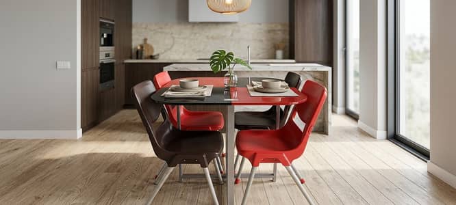 Dining Table with 4 Chairs – Tempered Glass