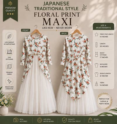 Beautiful Japanese Traditional Style Handmade Maxi 