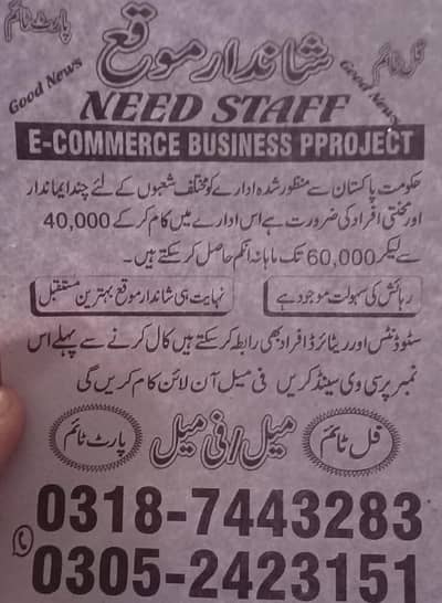 male-female staf E-commerce business