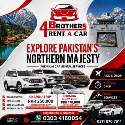 Car Rental Services with Driver, Hiace Rental/One Way Drop, Tour, Trip