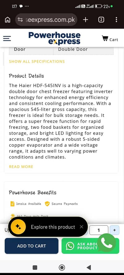 haier deep freezer double door inver 2026 model