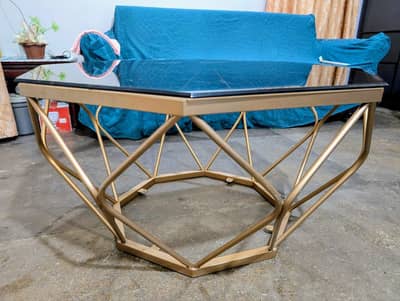 Premium Golden Glass Top Center Table | Modern Designer Table