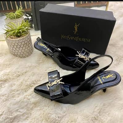 Black YSL-Style Fancy Women's Rexine Heels Size 6-11