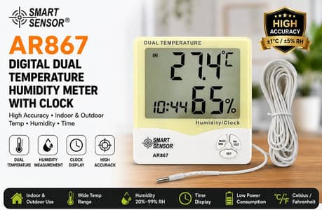 AR867 Smart Sensor Digital Temperature & Humidity Meter | Hygrometer