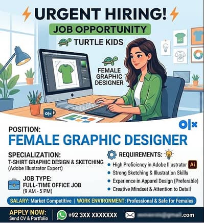 )Urgent Hiring: Full-Time Graphic Designer for Office (9 AM - 5 PM