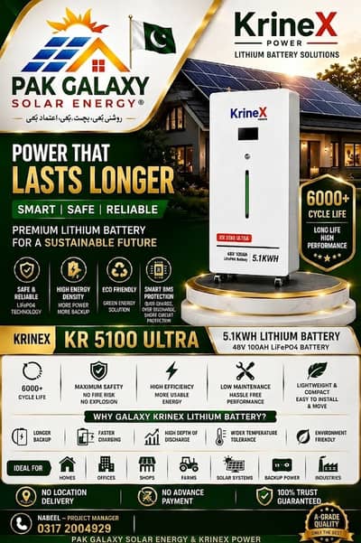 KrineX Lithium LiFePO4 Batteries |5.1KWh, 1.28KWh & 17.4KWh