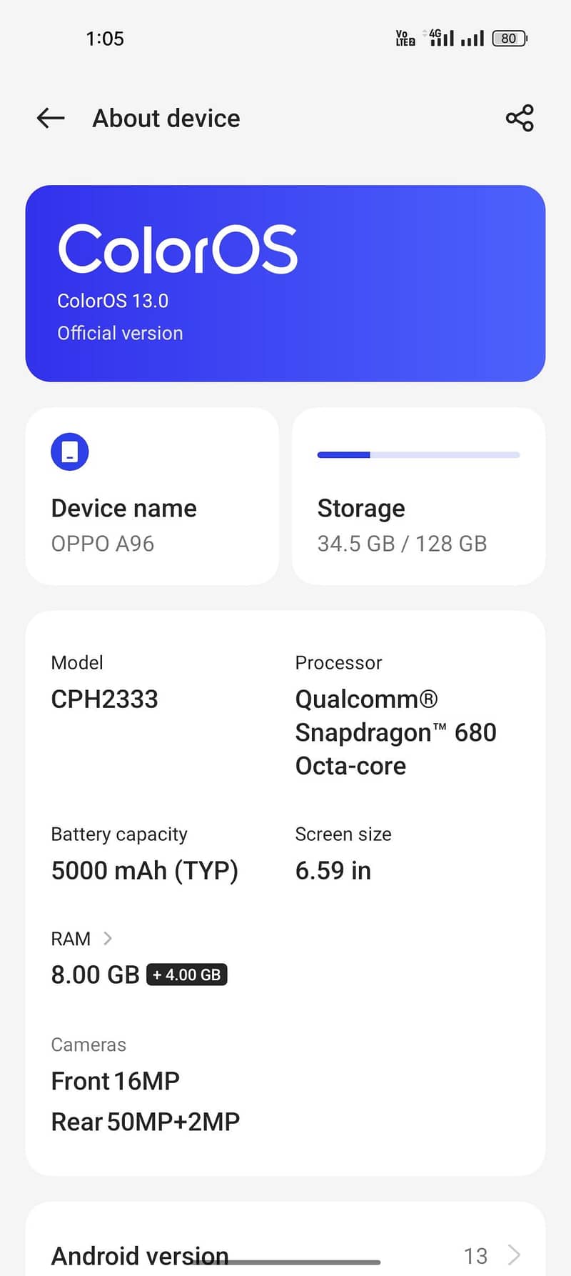 OPPO A96 5