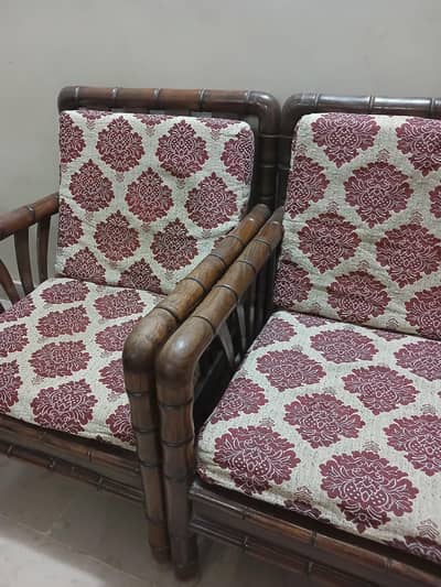 Vintage 5-Seater Sofa Set with Wooden Center Table | Solid Wood