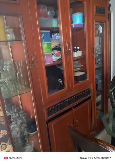 Wooden Display Cabinet with Glass Doors