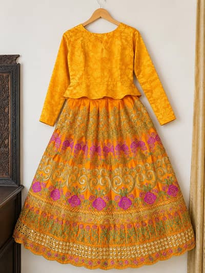Stunning Orange and Gold Embroided Lehanga - Party and Wedding Wear