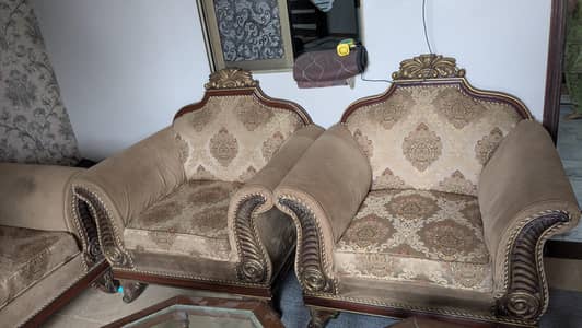 5 seater Sofa Set And Set Of 3 Table All Made Of Real Wood