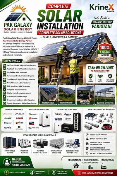Solar Installation Complete Solar Solutions Panels,Inverters & Battery