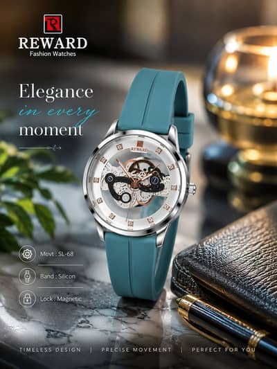 Reward Men’s Mechanical Skeleton Watch | Premium Silicone Strap