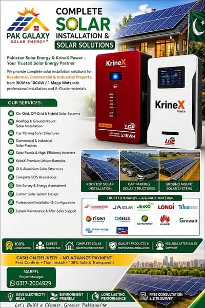 Solar Installation Complete Solar Solutions Panels,Inverters & Battery