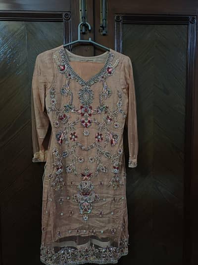 Formal net heavily embroidered dress