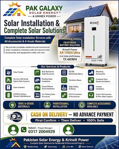 Solar Installation On-Grid,Off-Grid & Hybrid Systems A-Grade Materials