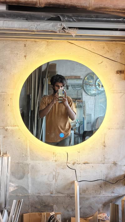2x2 Feet Round LED Touch Mirror - Dual Light
