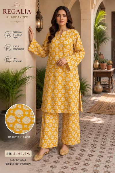 Regalia Khaddar 2 Piece | Unstitched Khaddar Suit | Winter Collection