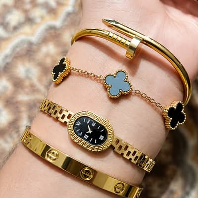 4 Piece Bracelet, Watch And Bangle Combo