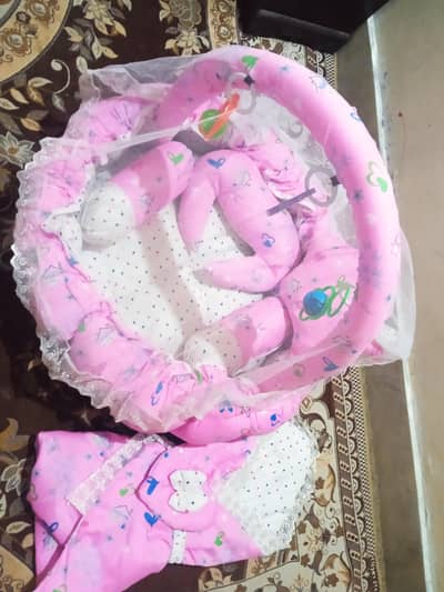 baby sleeping bed set in pink color