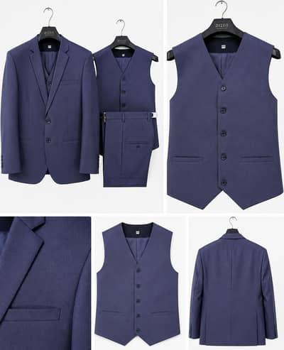 Premium 3-Piece Suit- Navy Blue- Size 32- Dizen Exclusive Collection