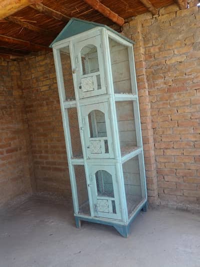 7 Feet Wooden 3 Step Bird Cage For Sale 