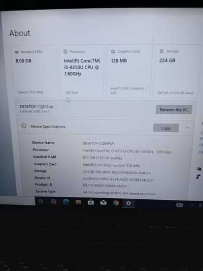 DELL I5 8th Generation. . . 8GB ram 256GB SSD. . 360° rotation. . .