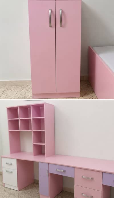Kids bed almari study table with chairs & shelves