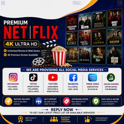 Premium 4K Ultra HD | Movies & Web Series | Social Media Serv