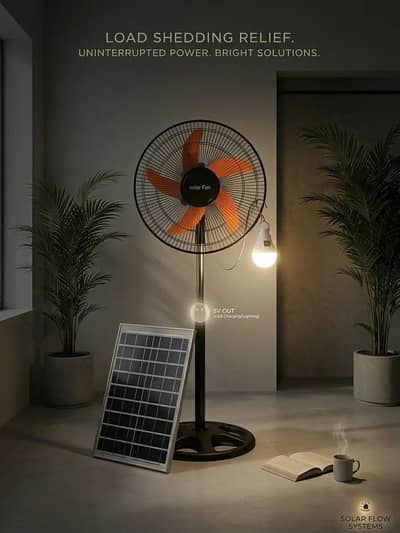 solar panel with bulb and fan