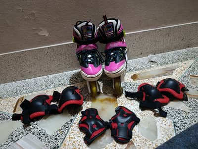 skating shoes and safety kit for girls 11 to 13 (price will discounted
